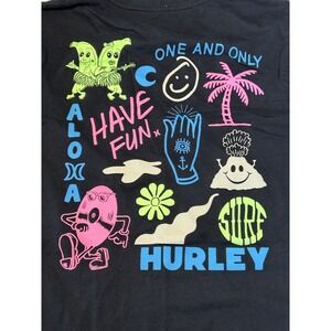 Hurley Mens T-shirt Long Sleeve Aloha Hawaii Have Fun Surf Black Size Medium‎